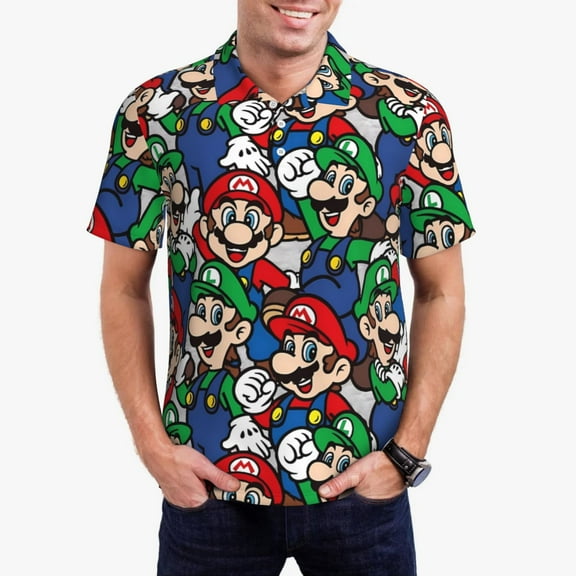 Saiise Mario By Mens Golf Shirt Moisture Wicking Dry Fit Mens Polo Shirts Dry Fit Performance Men's Golf Shirts Regular Fit Fashion Print
