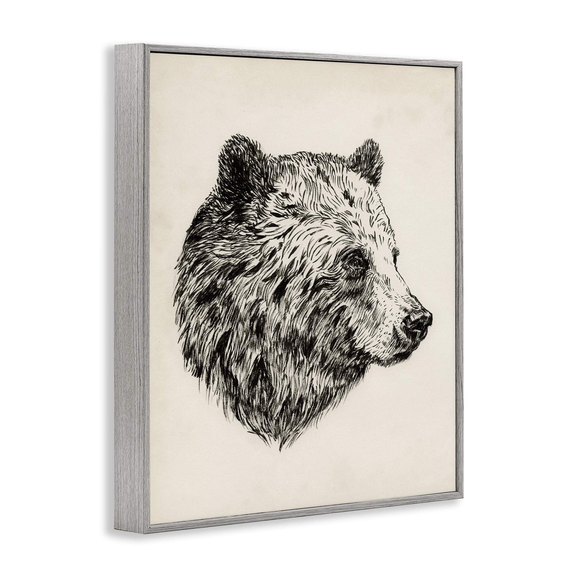 Stupell Industries Rustic Bear Drawing Animals & Insects Drawing Gray Framed Art Print Wall Art, 11 x 14