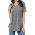 thumbnail image 4 of Ybnelow Women Short Sleeve T-shirt V Neck Casual Top, 4 of 9