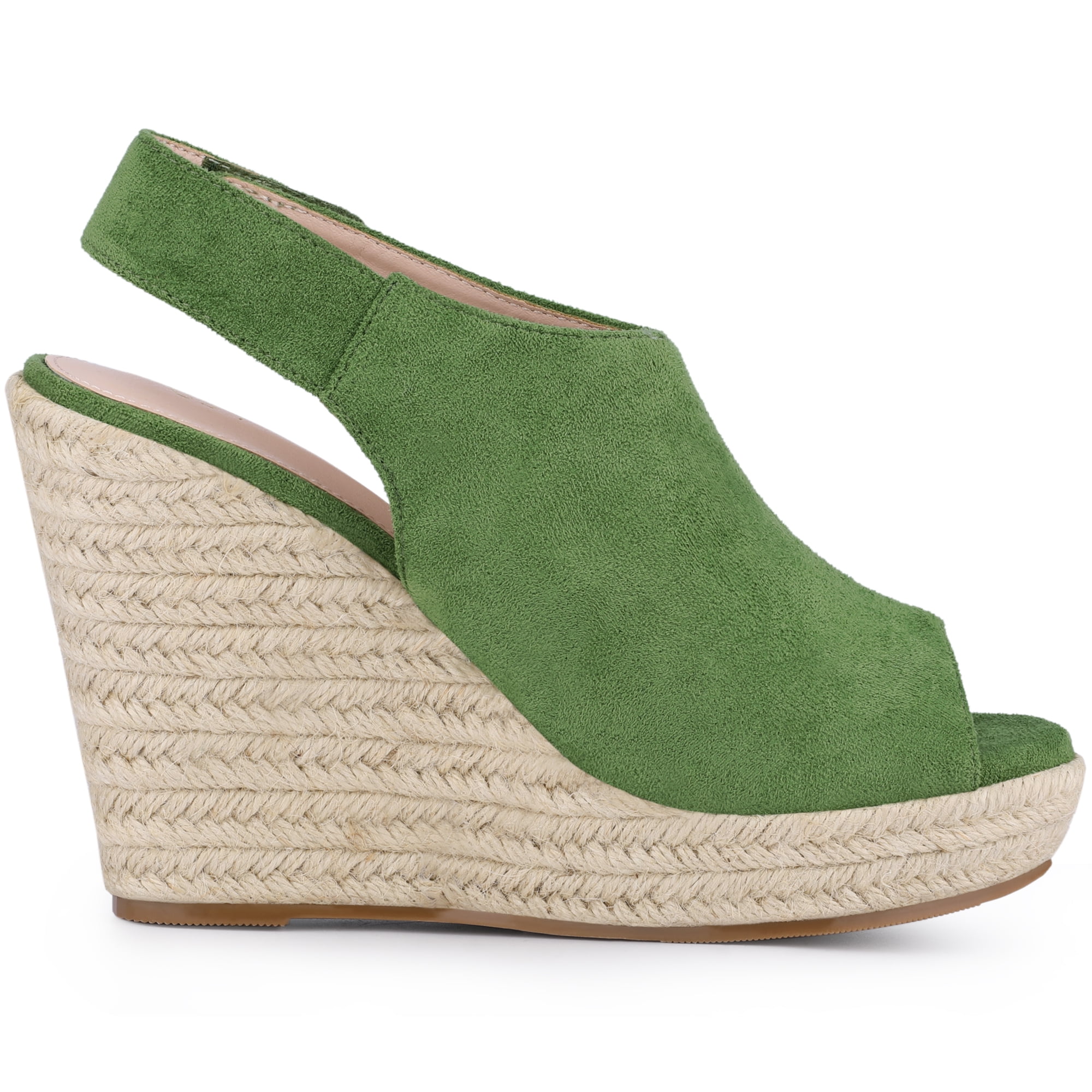 DARING DIVA Slingback Platform Wedges Heel Espadrille Wedge Sandals Olive Green 9