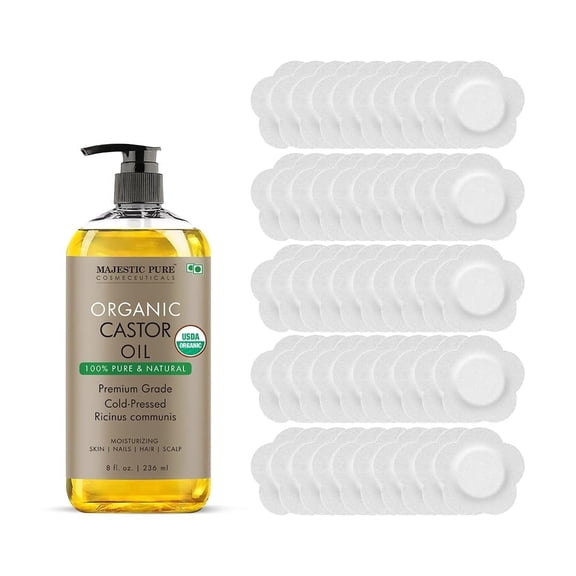 Majestic Pure Organic Castor Oil 8 Fl Oz with Patches
