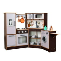 KidKraft Elegant Espresso Wooden Corner Play Kitchen with 19 Accessories, for Children 3 