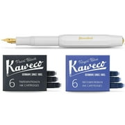 Kaweco Classic Sport Fountain Pen, White, Medium Nib Plus 6 Blue Ink, 6 Black Ink
