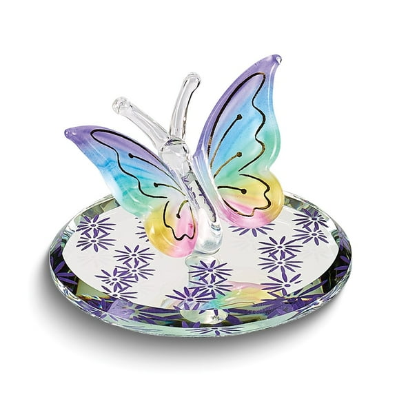 Lavender Rainbow Butterfly Handcrafted Glass Figurine QGM21665