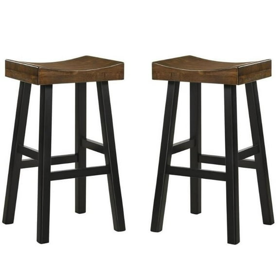 Home Square 2 Piece 30" Wood Bar Stool Set in Elm and Black