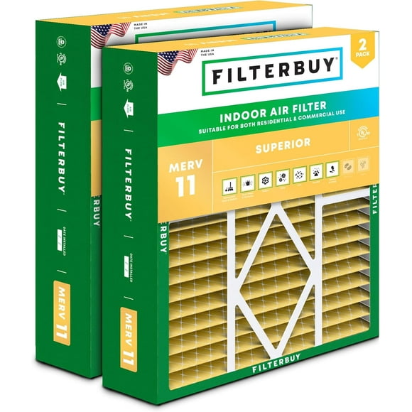 Filterbuy 20x25x5 MERV 11 Pleated HVAC AC Furnace Air Filters for Amana, Coleman, Goodman, Maytag, York, and More (2-Pack)