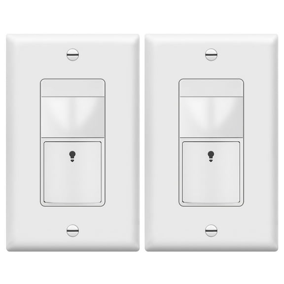 TOPGREENER PIR Motion Sensor Light Switch, Occupancy & Vacancy Motion Sensor Switch, 𝐎𝐩𝐞𝐫𝐚𝐛𝐥𝐞 𝐖𝐢𝐭𝐡𝐨𝐮𝐭 𝐆𝐫𝐨𝐮𝐧𝐝 𝐖𝐢𝐫𝐞, No Neutral Wire, Single Pole, TDOS5-HL-W-2PCS, White