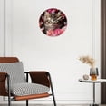 thumbnail image 3 of Personalized Wall Clock Non-Ticking Silent Clocks Battery Operated Round Clocks Decorative for Bathroom,Office-Fluffy Kitten Surrounded By Pink And Red Roses(16inch), 3 of 4