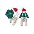 thumbnail image 2 of Cjfdfy Newborn Baby Boy Christmas Overalls Outfit Long Sleeve Romper Train Gingerbread Man Suspender Pants And Hat 3Pcs Little Baby Cute My First Christmas Fall Winter Outfit 0-18M, 2 of 9