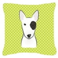 thumbnail image 3 of Checkerboard Blue Bull Terrier Fabric Decorative Pillow, 3 of 3