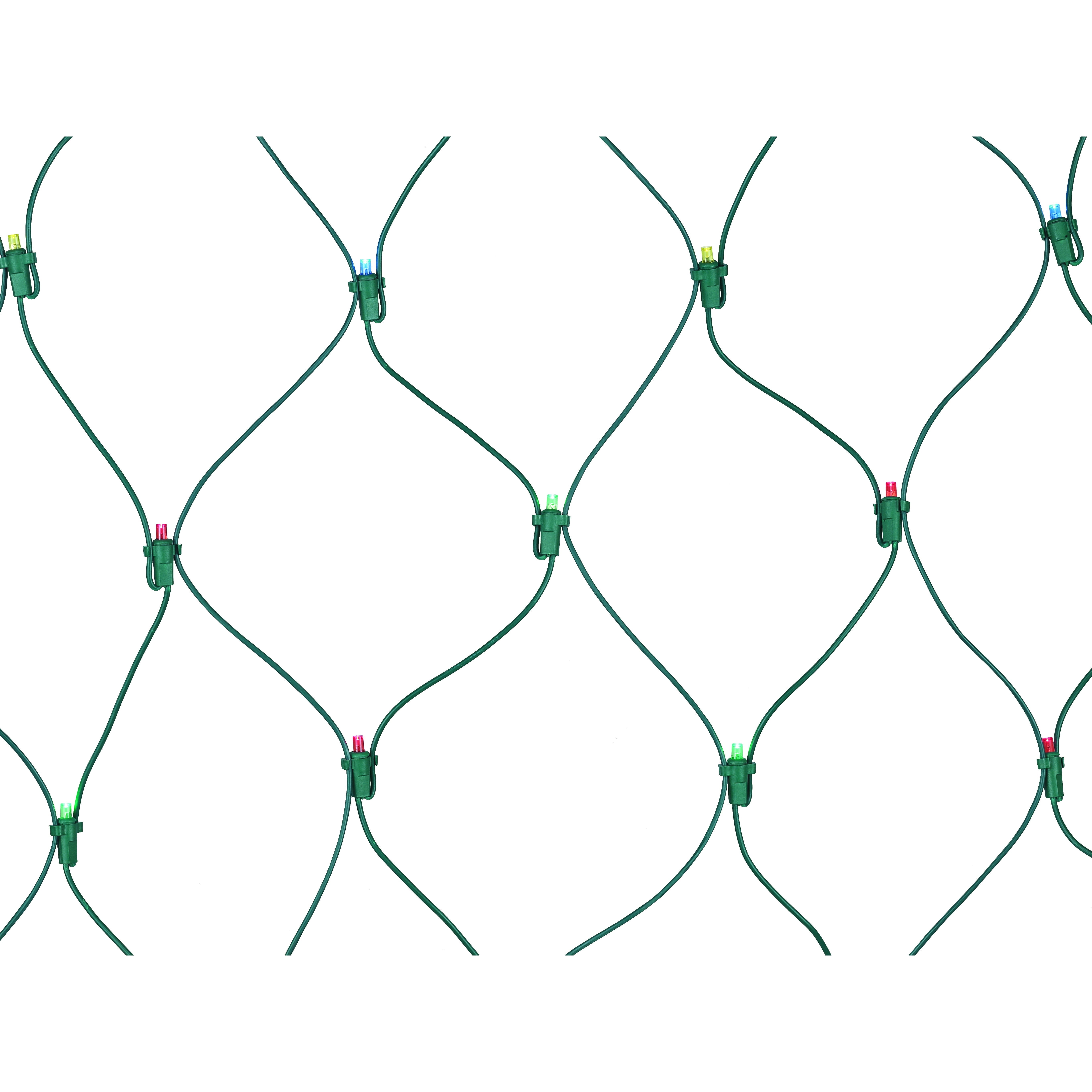 Indoor/Outdoor 150-Count LED Christmas Net Lights, Multicolor, Green Wire, 6' x 4', by Holiday Time