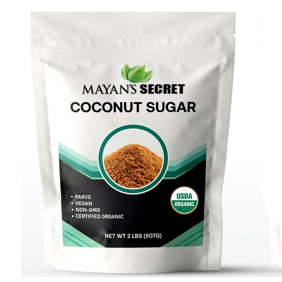 Mayan's Secret Organic Unrefined Coconut Sugar - Low Glycemic, Trace Minerals, Non-GMO, Gluten free, and Vegan USDA Certified - 2 Lbs