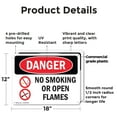 thumbnail image 2 of (2 Pack) No Smoking Or Open Flames OSHA Danger Sign 18 Inch X 12 Inch Plastic Sign, Weather Resistant, UV Protected for Workplace, Business, and Construction Site, Made in the USA, 2 of 8