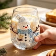 thumbnail image 5 of Christmas 3D Glass Cup Collection, Stemless Tumbler With Snowman, Hand Painted Holiday Ornament Glassware, Festive Gift for Kitchen Party Table Decor(Snowman), 5 of 7