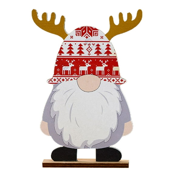 SSBSM Christmas Faceless Ornament Durable Painted Fine Workmanship Easy Installation Eye-catching Decorative Wooden Standing Elderly Desktop Ornament for Party