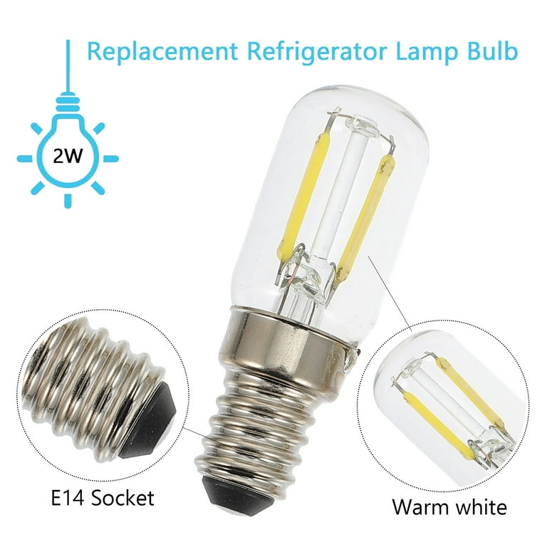 Refrigerator Light Bulb LED E14 Screw Warm White(2700-3000K)/White(6000-6500K), 25W-30W Halogen Bulb Equivalent Mini Refrigerator Freezer LED Light