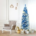 thumbnail image 4 of Costway 6FT Unlit Pencil Slim Tree Artificial Christmas Tree Metal Blue, 4 of 8