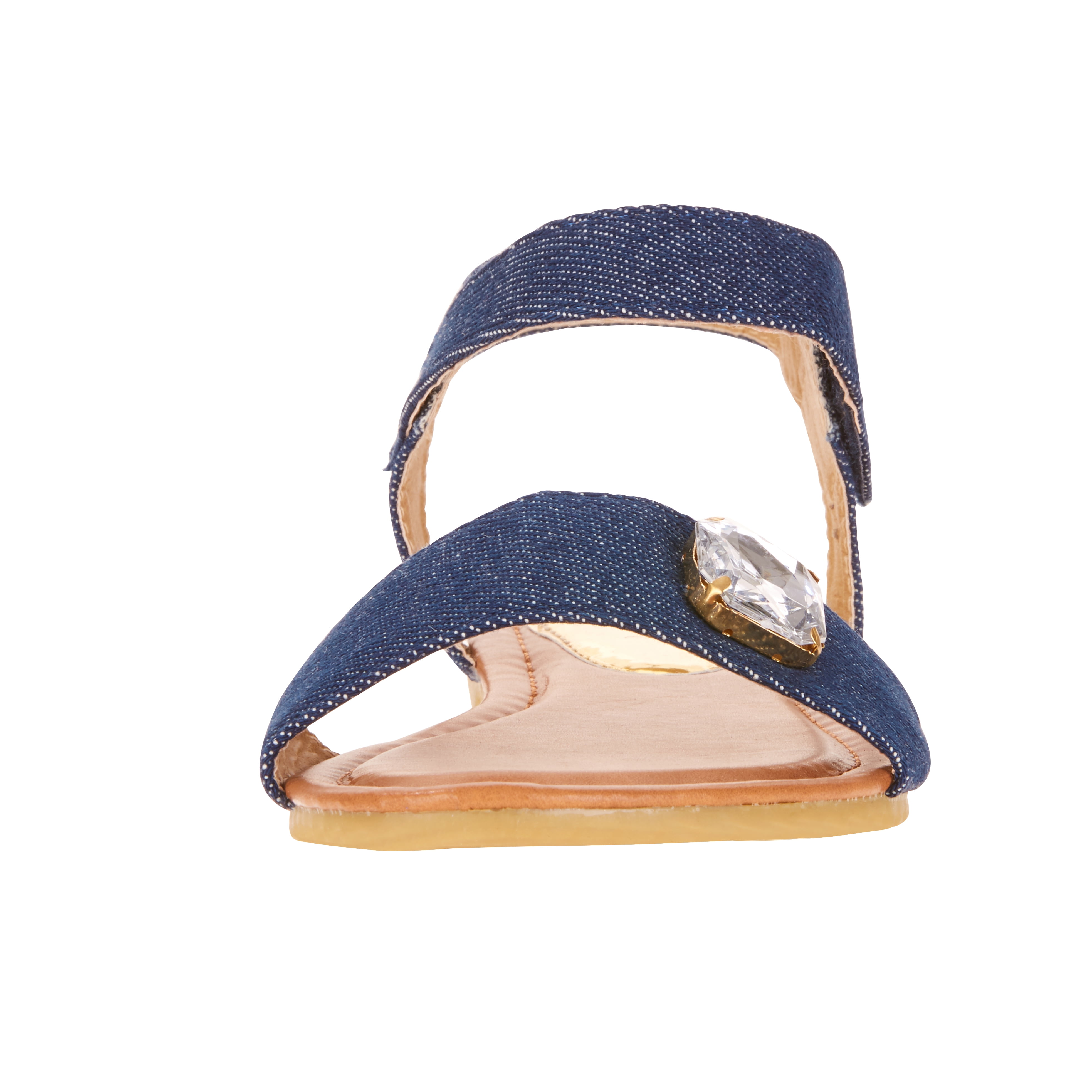 Victoria K Women's Rhinestone Embellished Denim Fashion Sandal