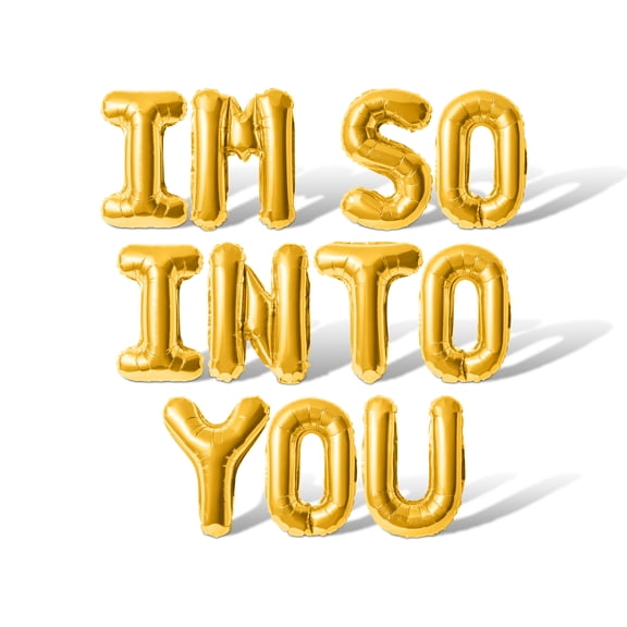 Letter Balloons - IM SO INTO YOU 16" Inch Alphabet Letters Foil Mylar Balloon Valentine's Day Party Banner (Gold)