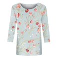 thumbnail image 5 of 3/4 Sleeve Tops for Women Casual Crew Neck Shirts Summer T Shirt Basic Loose Fit Tee Blouses Trendy Floral T-shirts, 5 of 5