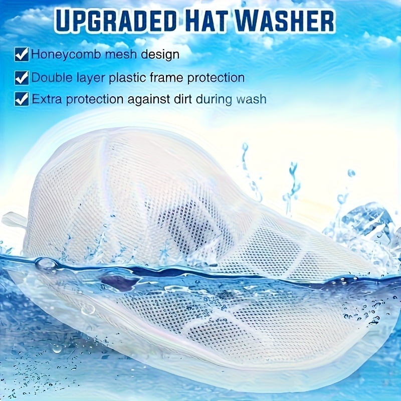 XHSGX 2pcs Mesh Hat Washer Set with Laundry Bag + Rack, Gentle and Efficient Baseball Cap Cleaning Device, Durable Hat Washing Cage with Dryer Stand, Reinforced Dustproof and Debris Protection,