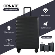 Travelhouse 3 Piece Hardside Luggage Set Hardshell Lightweight Suitcase with TSA Lock Spinner Wheels 20in24in28in.(Black)