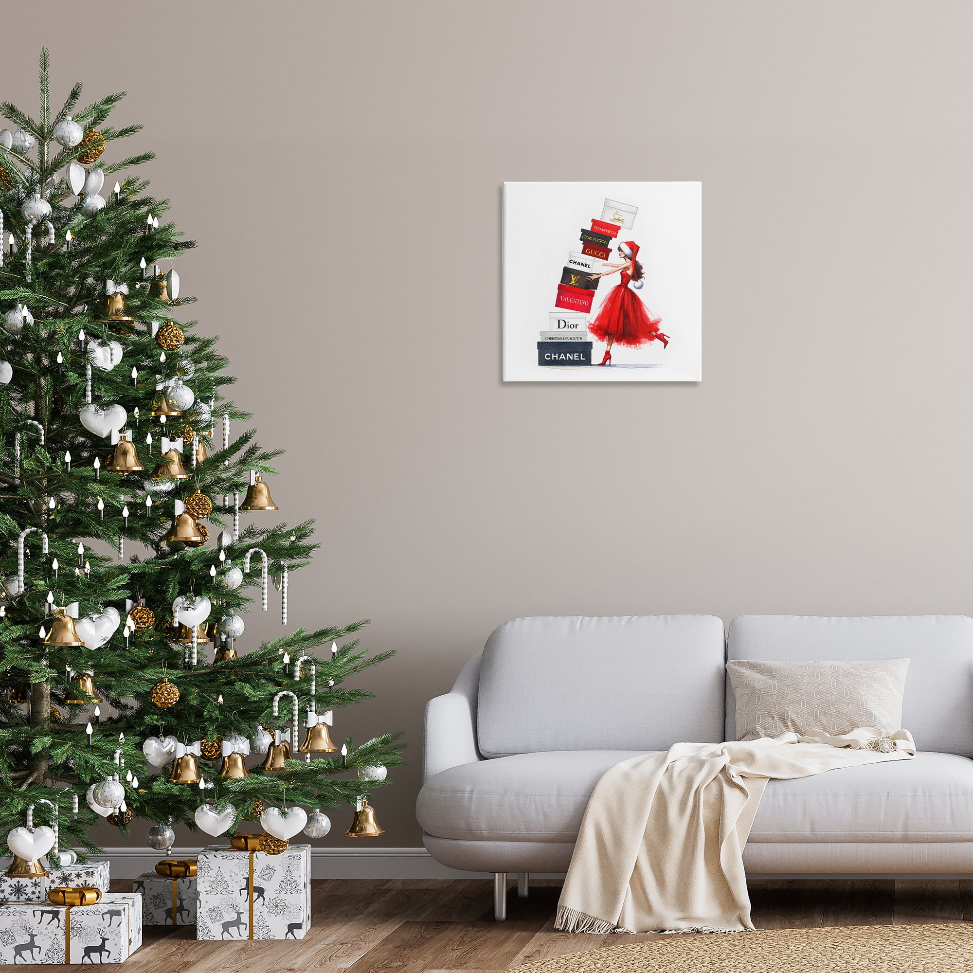 Stupell Industries Holiday Glam Shopping Boxes Holiday Painting Gallery Wrapped Canvas Art Prints Wall Art, 24 x 24