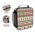 Christmas Theme Pattern Red Green Stripes Insulated Lunch Bag Reusable ...