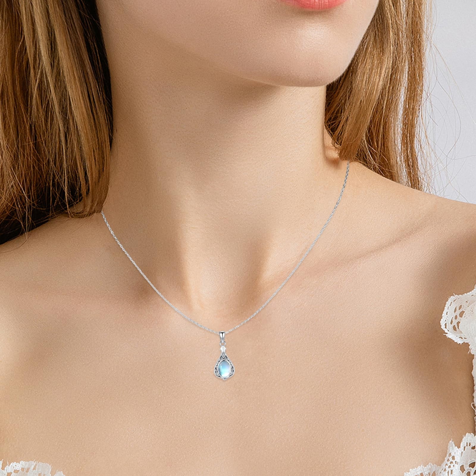 Moonstone Urn Necklace for Ashes for Women Sterling Silver Celtic Knot Keepsake Cremation Necklace Jewelry Gifts for Women Wife Mother