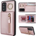 thumbnail image 2 of Samsung Galaxy S20 FE Case with Card Holder for Women, Samsung Galaxy S20 FE Phone Case Wallet with Credit Card with Ring Kickstand Zipper Slim Stand Case - Rose Gold, 2 of 7