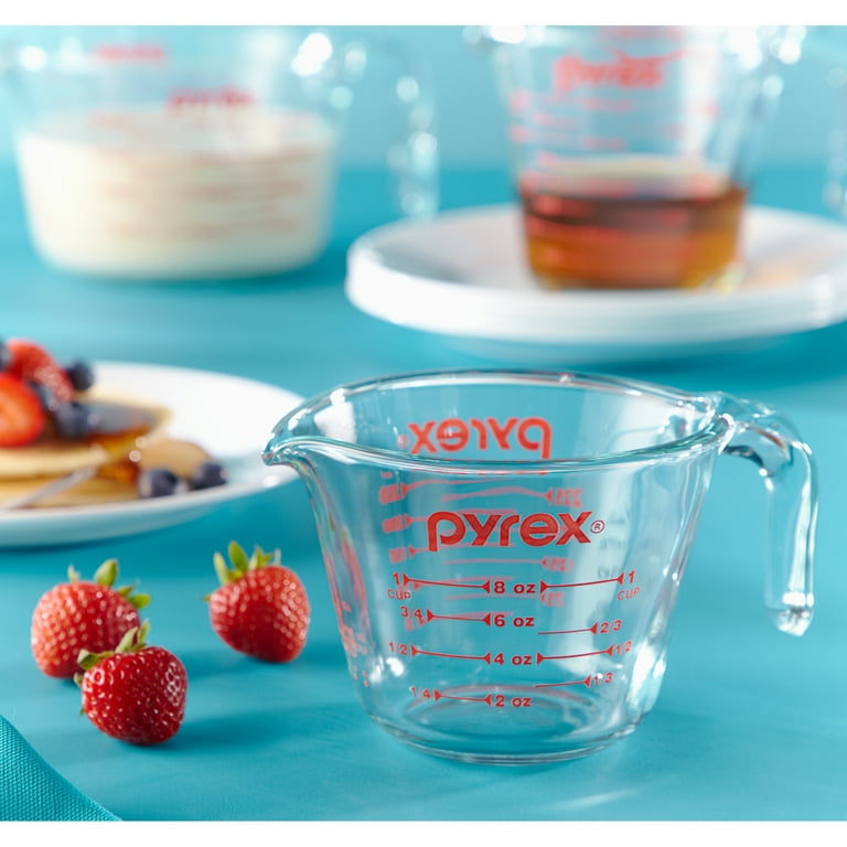  Pyrex 2 Piece Glass Measuring Cup Set, Includes 1-Cup, and 2-Cup  Tempered Glass Liquid Measuring Cups, Dishwasher, Freezer, Microwave, and  Preheated Oven Safe, Essential Kitchen Tools: Home & Kitchen