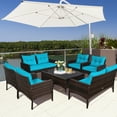 thumbnail image 1 of Gymax Ensemble de Conversation de Patio en Rotin 8 Pcs Ensemble de Meubles d'Extérieur avec Coussins, 1 of 10