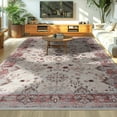 thumbnail image 7 of Wellber Vintage Rugs Fluffy Floral Area Rug Soft Carpet for Living Room Bedroom Home Decor,4'x6',Light Red, 7 of 7