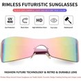 thumbnail image 5 of FEISEDY Fashion Rimless Futuristic Wrap Around Sunglasses Women Men Cyberpunk Visor Sunglasses B2329, 5 of 7