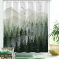 thumbnail image 5 of Green Misty Forest Shower Curtain Ombre Sage Green White Waterproof Fabric Shower Curtains for Bathroom Nature Pine Tree Mountain Woodland Decorative Bath Curtain Decor (72'''' × 72''''), 5 of 6