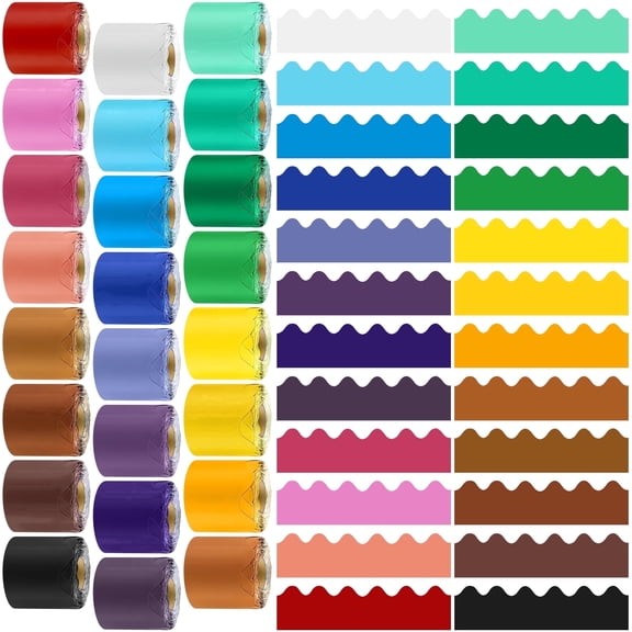 Elcoho Scalloped Bulletin Board Border Strips, Multicolor, 24 Count, 12 Pack, Back to School Classroom Display Decor