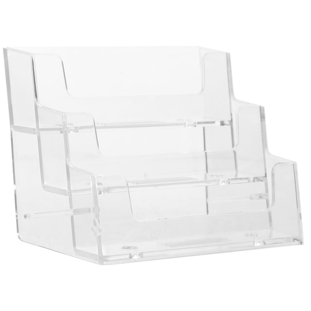 GOOHOCHY Caja de almacenamiento para tarjetas de presentación, soporte para tarjetas de mesa, organizador de tarjetas transparente, contenedor transparente para tarjetas.