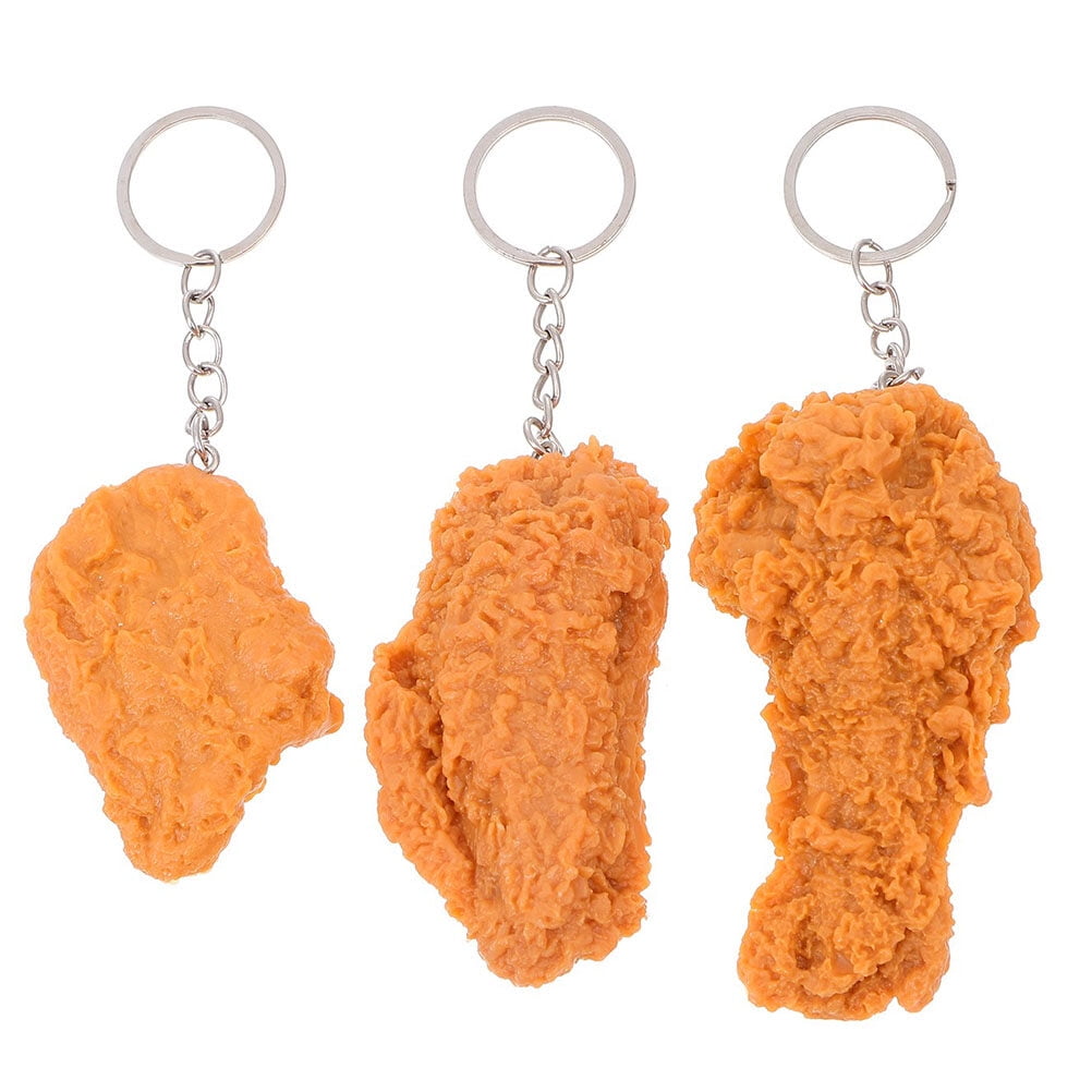 Chicken Keychain Fried Keyring Key Wing Pendant Food Chain Ring