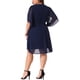 thumbnail image 3 of Vestido formal de mujer de talla grande Agnes Orinda con escote en V, superposición de gasa, vestido de invitada de boda, vestido de cóctel, malla, 2X azul marino, 3 of 6