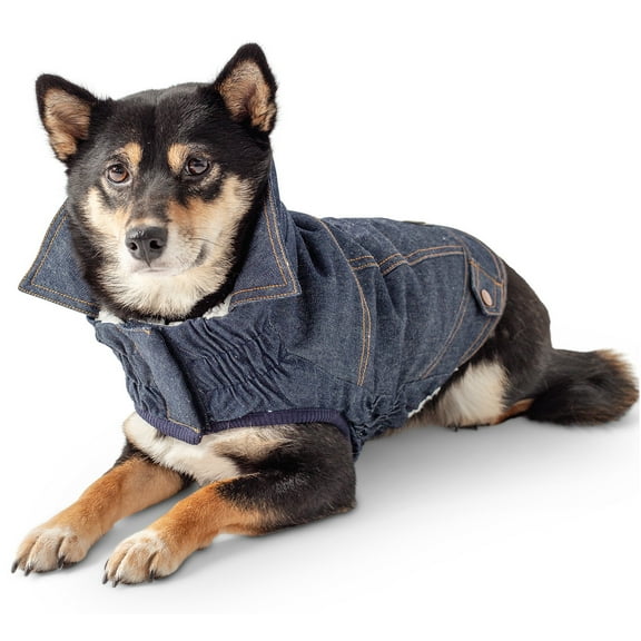 GF PET Denim Dog Jacket Elastofit Apparel for Small Medium Large Dogs Pets, M