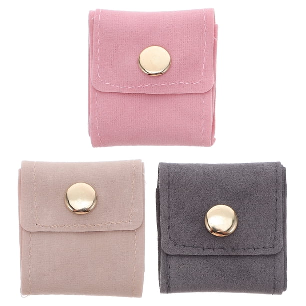 GOOHOCHY Estuche organizador de joyas de viaje de 3 piezas, plegable, para anillos, collares, pendientes y pulseras. 4 compartimentos para bodas y viajes.