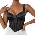 thumbnail image 2 of tarylea Corset Tops for Women Wide Strap Slim Fitted Crop Top See-Through Solid Color Camisole Casual Cute Party Clubwear Going out Tops, 2 of 9