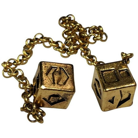 Antiqued Weathered Smuggler's Dice Solo Gold Plated Metal Dice on Chain with Gift Box