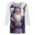 thumbnail image 5 of Mifsaly Christmas Shirts for Women 2025 3/4 Sleeve Crewneck Tunic T-Shirts Xmas Santa Graphic Loose Blouse Festival Party T-Shirt Holiday Fall Winter Outfits 2025, 5 of 6