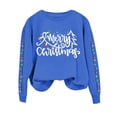 thumbnail image 4 of IDALL Chandails à Capuchon pour Femmes Sweat à Capuche Graphique de Noël Chandails en Molleton pour Femmes Joyeux Noël Imprimé Lettre Col Rond Manches Longues Chandail en Molleton Pull de Noël Cadeaux de Noël Liquidation Bleu S, 4 of 4
