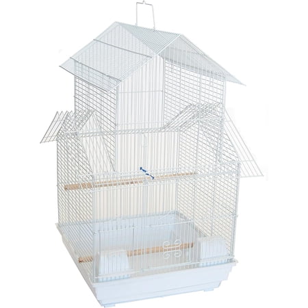 Bilot A5844 3/8" Bar Spacing Pagoda Small Cage, White, 18" x 14"