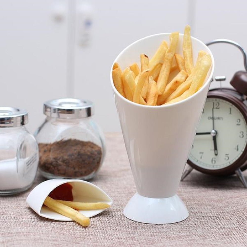 Dipper Fry Snack Cone Stand French Fries Sauce Ketchup Cup Holder Dip G6G7