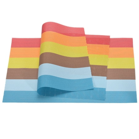 

Uxcell 450x300mm Woven Table Place Mats PVC Stripe Colorful 8 Pack