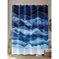 thumbnail image 4 of Blue Shower Curtain, Gradient Ripple Abstract Waterproof Shower Curtain Set with 12 Hooks Lightweight Washable Fabric Shower Curtains for Bathroom 72x72 Inches, 4 of 6