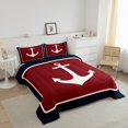 thumbnail image 3 of Erosebridal Nautical Anchor Bedding Sets King With Comforter,Geometric Stripes Comforter Sets King Size,Ocean Decoration,Reversible,Ultra Soft,3-Piece, 3 of 8